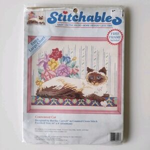 Dimensions Stitchables Siamese Cat Counted Cross Stitch Kit Vintage New 72117